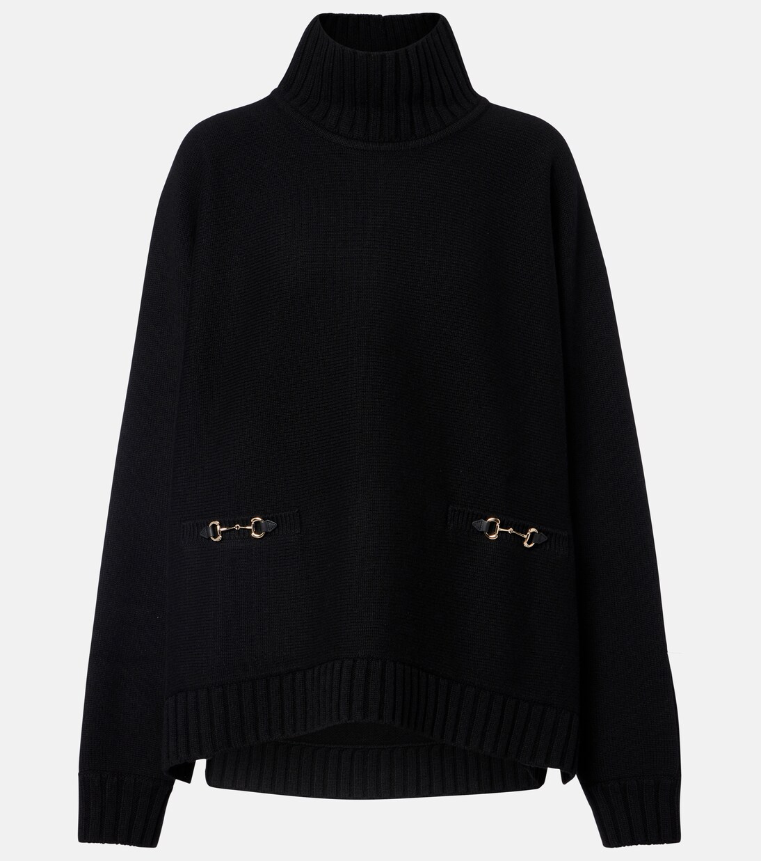 Horsebit wool-blend turtleneck sweater in black - Gucci | Mytheresa