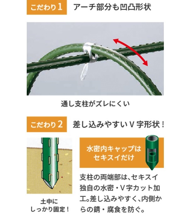 セキスイ アーチ支柱ワイド(径16mm 間口70cm 高さ180cm まとめて10本