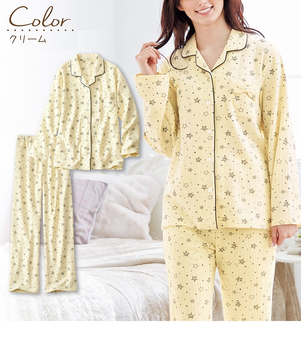 星柄キルトニット前開きパジャマ 通販【ニッセン】
