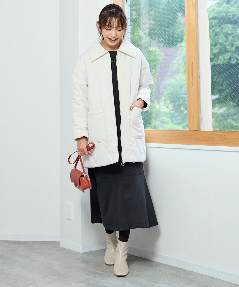 大きいサイズ柔らか裏起毛カットソーロング丈フレアーシルエット