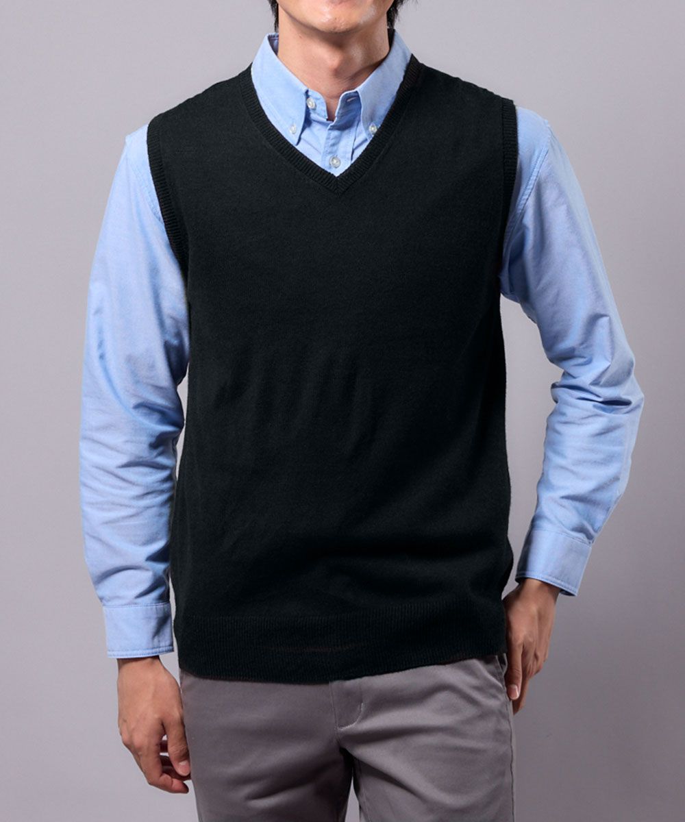洗濯機で洗える薄手Vネックニットベスト【大きいサイズ有】 通販