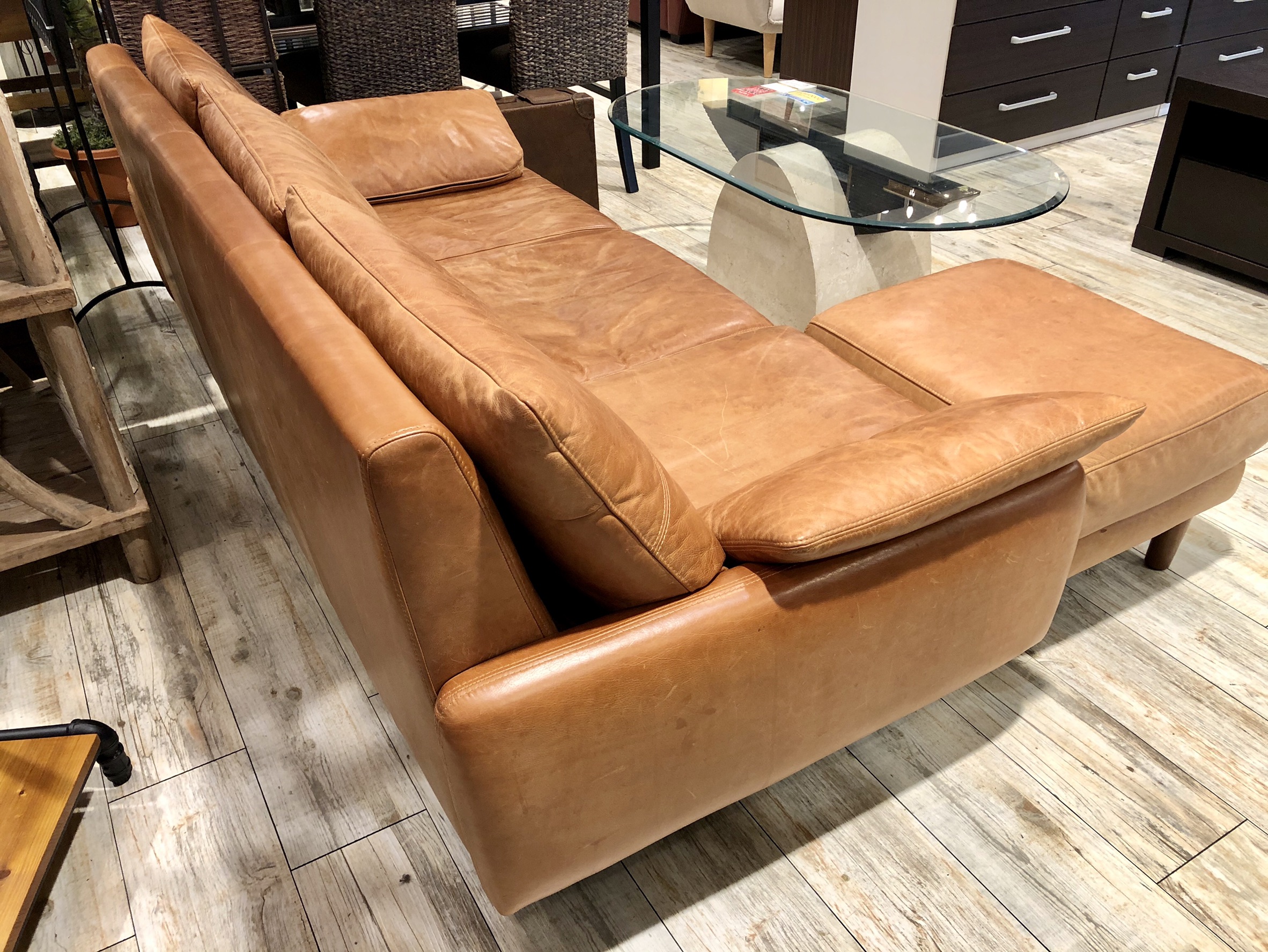 unico / ウニコ VINT(ヴィント) レザーソファ 3シーター オットマン