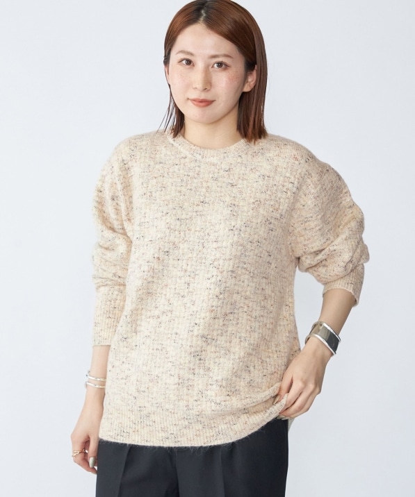 WEB限定】SHIPS:〈手洗い可能〉カラー ネップ ワッフル クルーネック