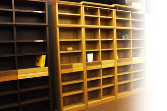 スライド本棚のパイオニア丸伸木製本棚 ブラウン 6段可動式通販生活