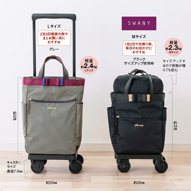 美品✨SWANY キャリーバッグ クロコ型押し レインカバー付き 4輪 未使用 【