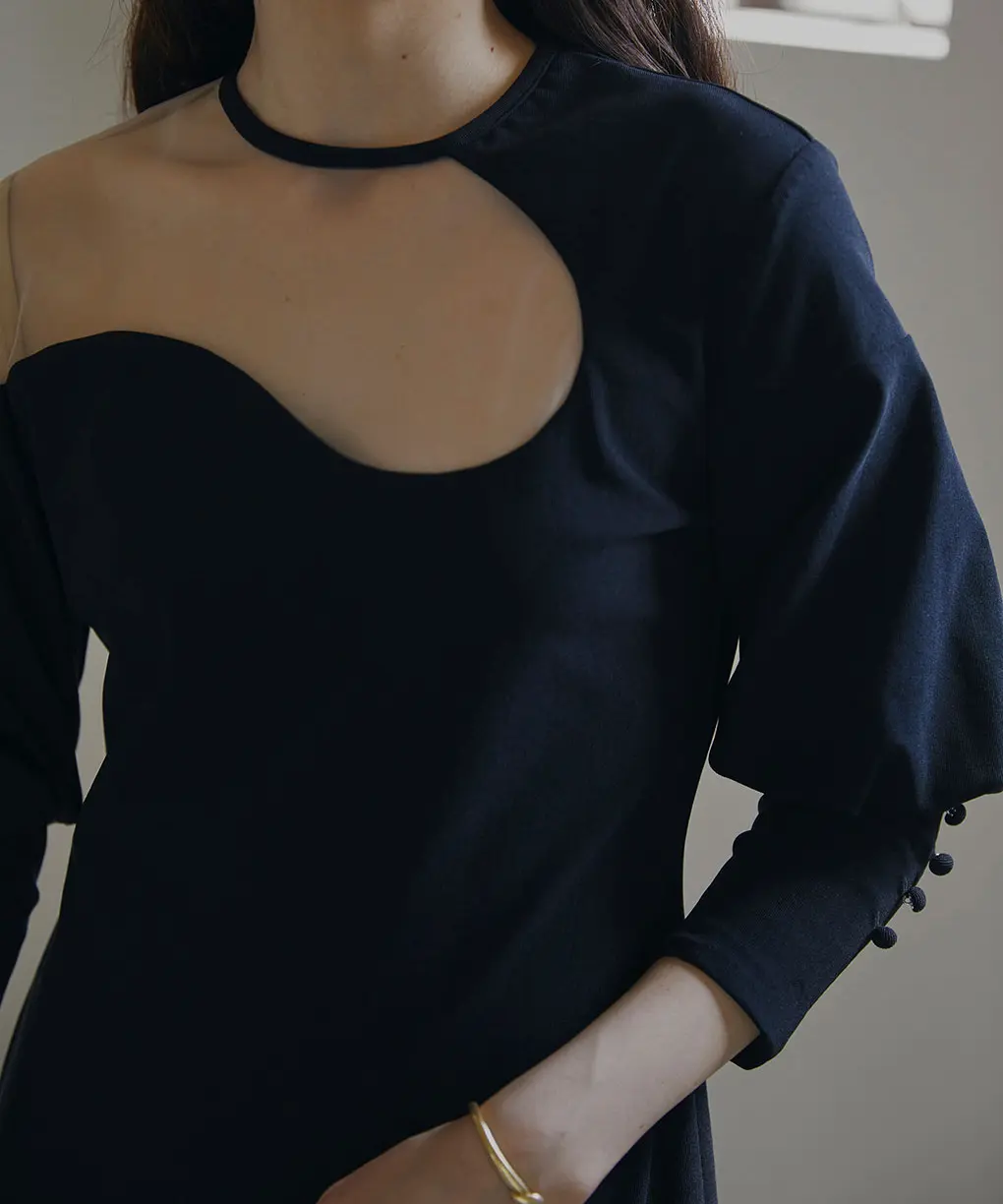 Mサイズ】LAKE CURVE TRICOT RIB DRESS Ameri VINTAGE（アメリ