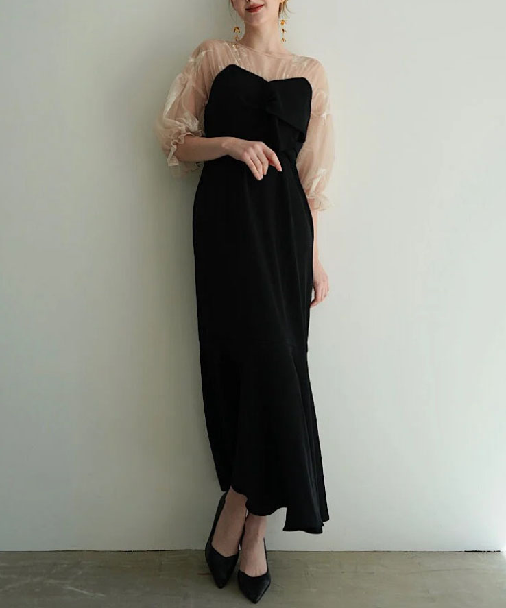 2サイズ】sheer puff dress（black） Acka.（エーシーケーエー）の