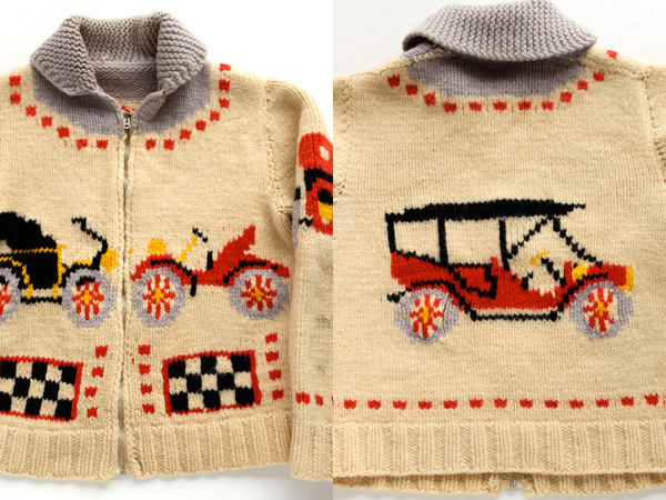 60s 車柄 ウール カウチンセーター - Sixpacjoe Web Shop