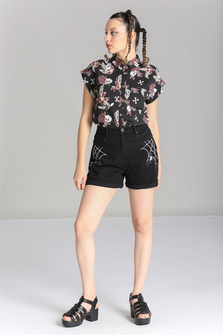 Arania Shorts / ショートパンツ【HELL BUNNY】 | Spider Rock Web