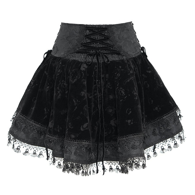 Black Women Gothic Rose Jacquard Skirt / スカート【Devil Fashion