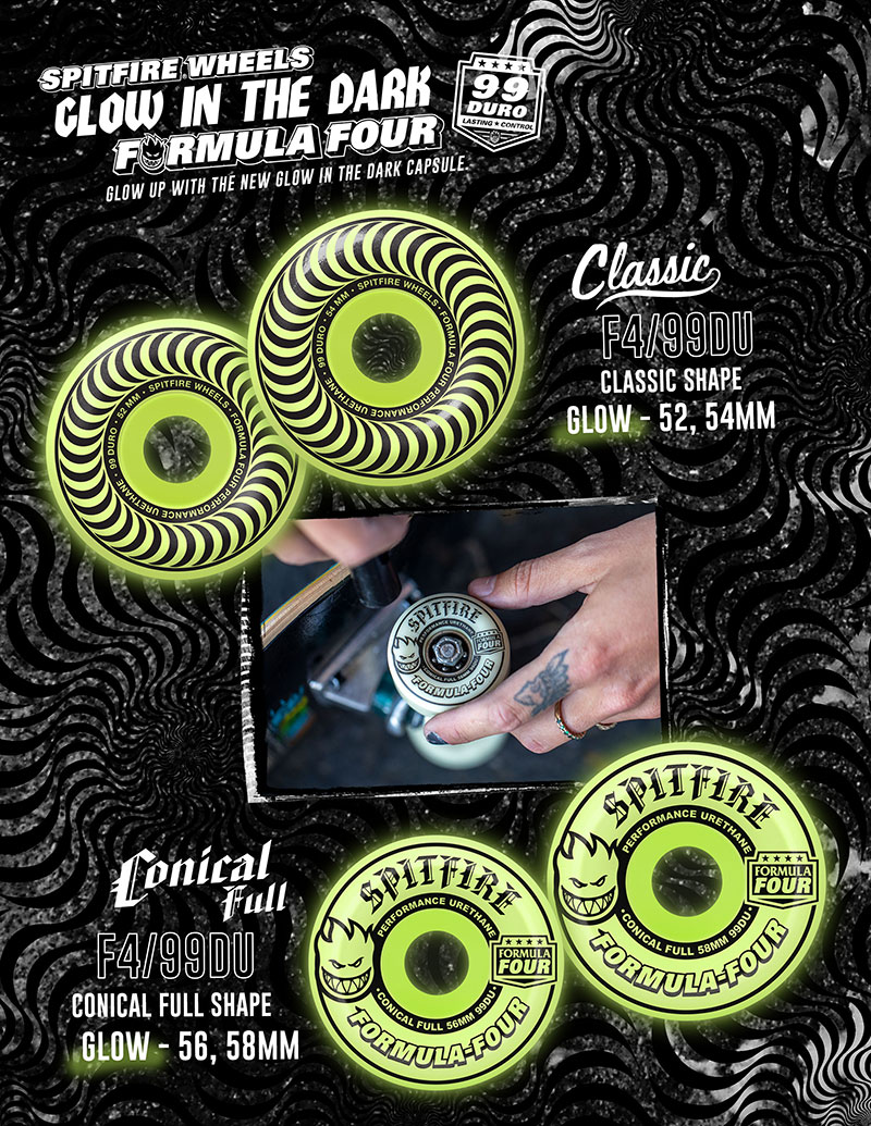 Spitfire Formula 4 Classic Glow In The Dark 52/54mm (99Duro