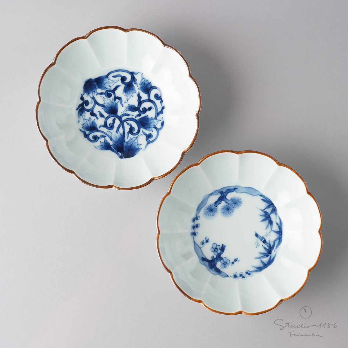 有田焼 貞泉窯 染付唐草 色絵鳳凰 蓋付き煮物碗揃 六客 古伊万里 中鉢