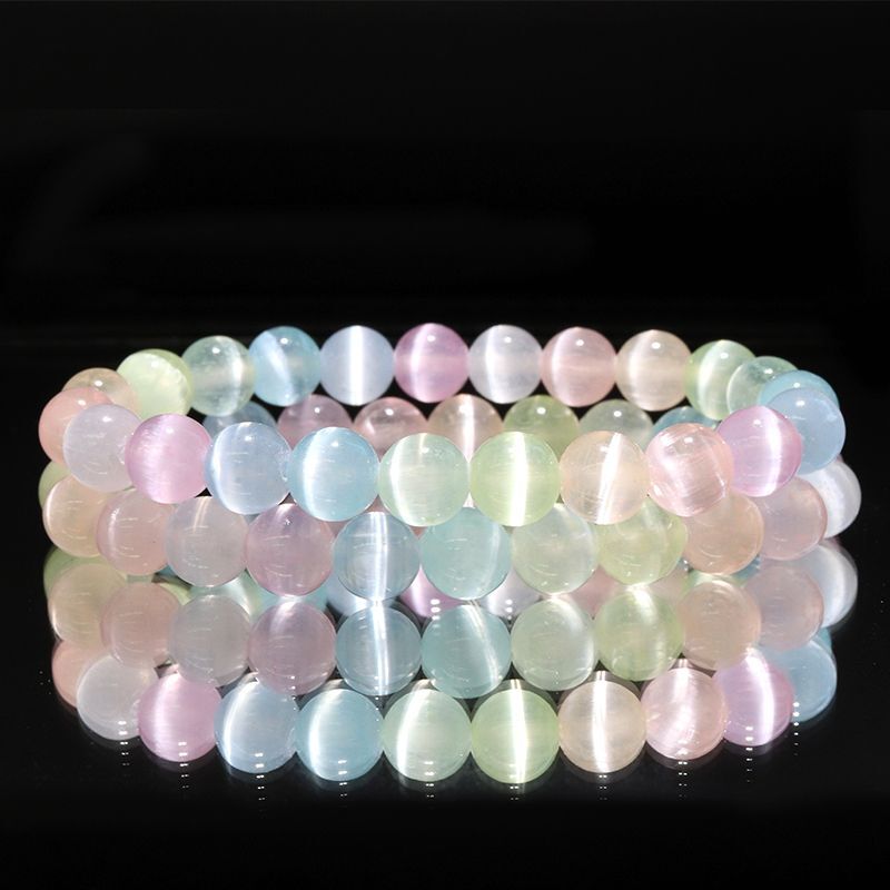 ブレス セレナイトMIX＜モロッコ産＞ 丸 約8mm 精霊 月の女神