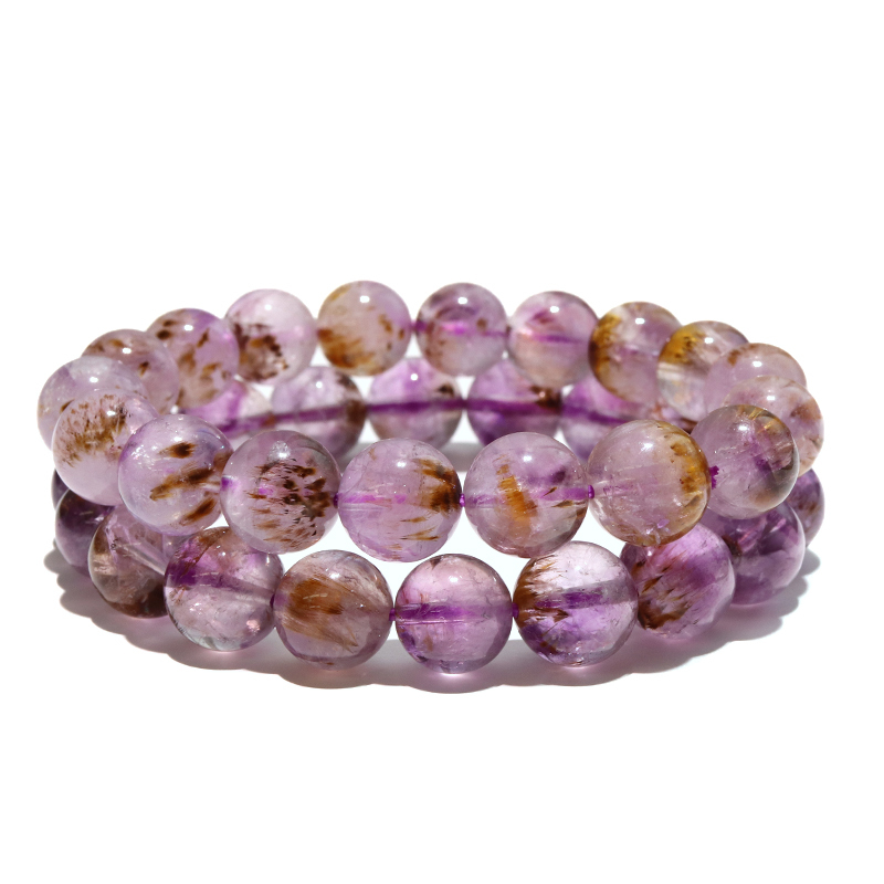 ブレス カコクセナイトインアメジスト＜ブラジル産＞ 丸 約10.5mm 品番