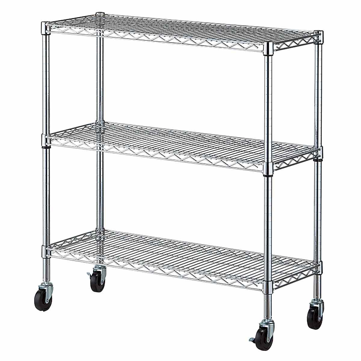 ワイヤーラック 奥行35cm 高さ98cm 3段 キャスター付き 〔ストエキ
