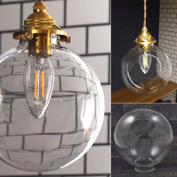 ラウンド型ガラスシェード付ペンダントソケット(E17 シャンデリア球LED