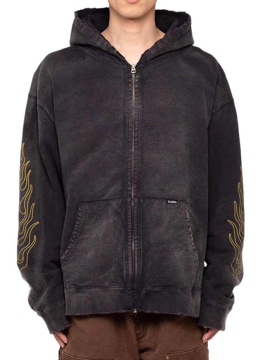 KAMIYA - 【24AW】ロープ ブリーチド ジップアップフーディ / 