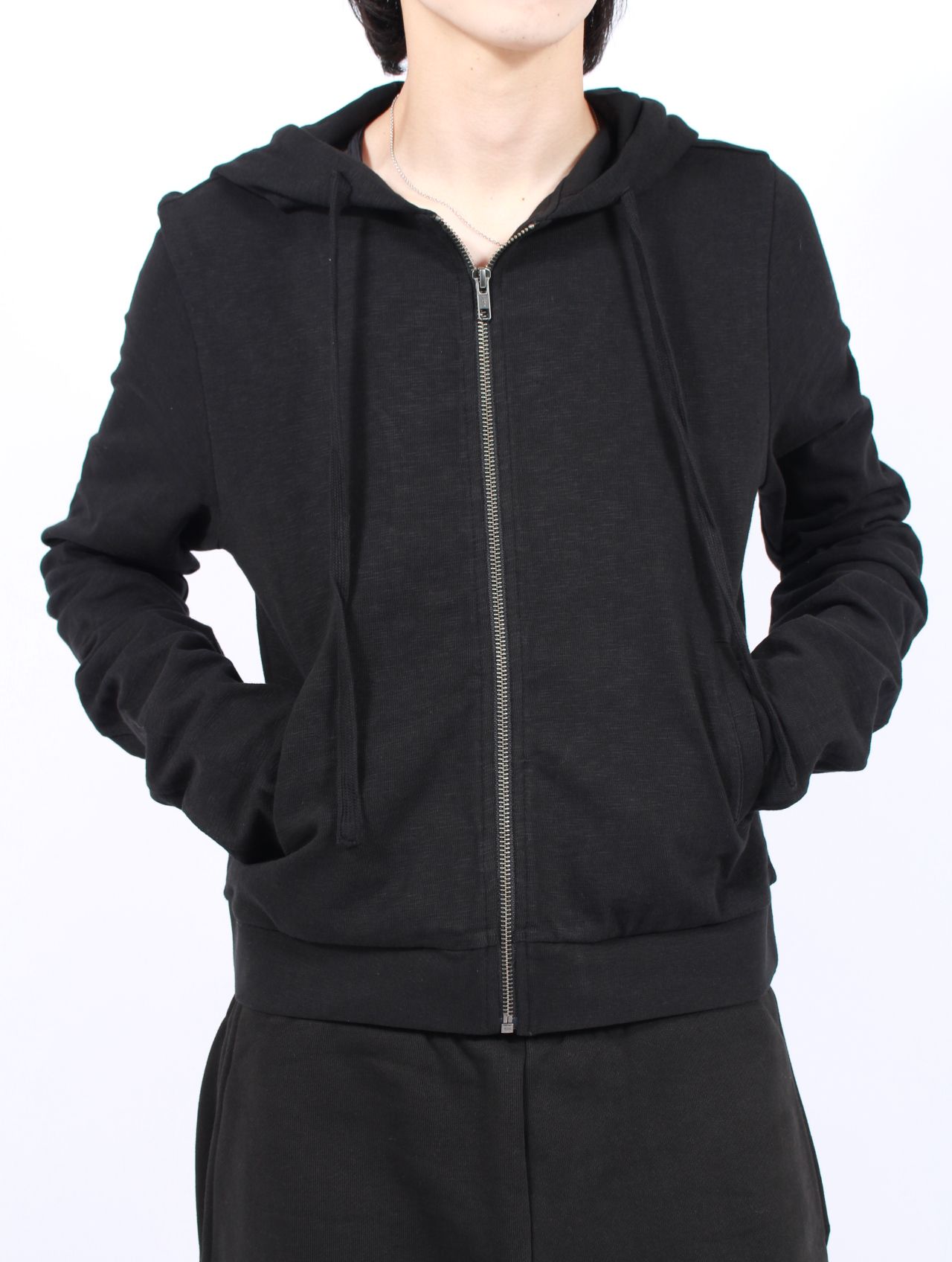 entire studios - ライトウェイト クロップド ジップアップ フーディー