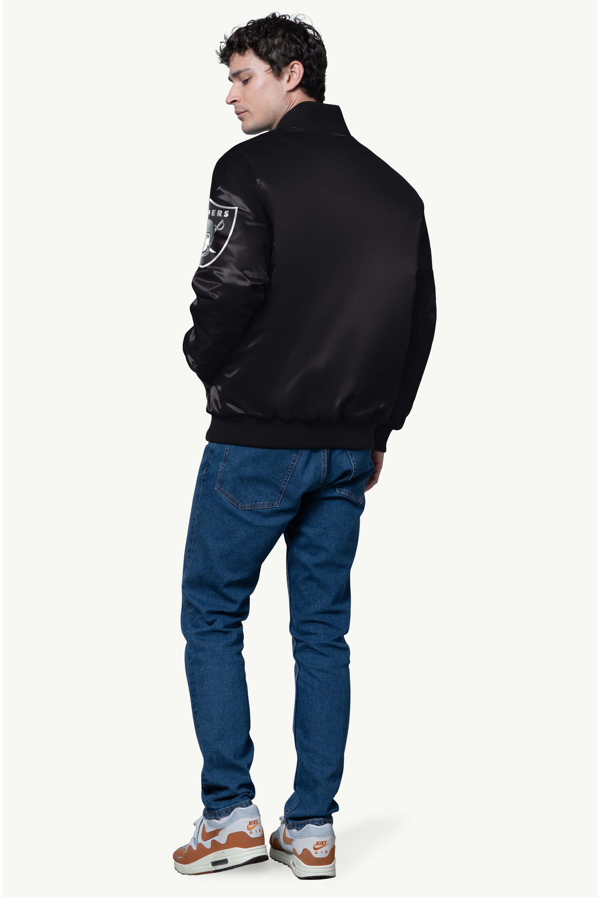 Mens Las Vegas Raiders Satin Varsity Jacket | NFL | Starter