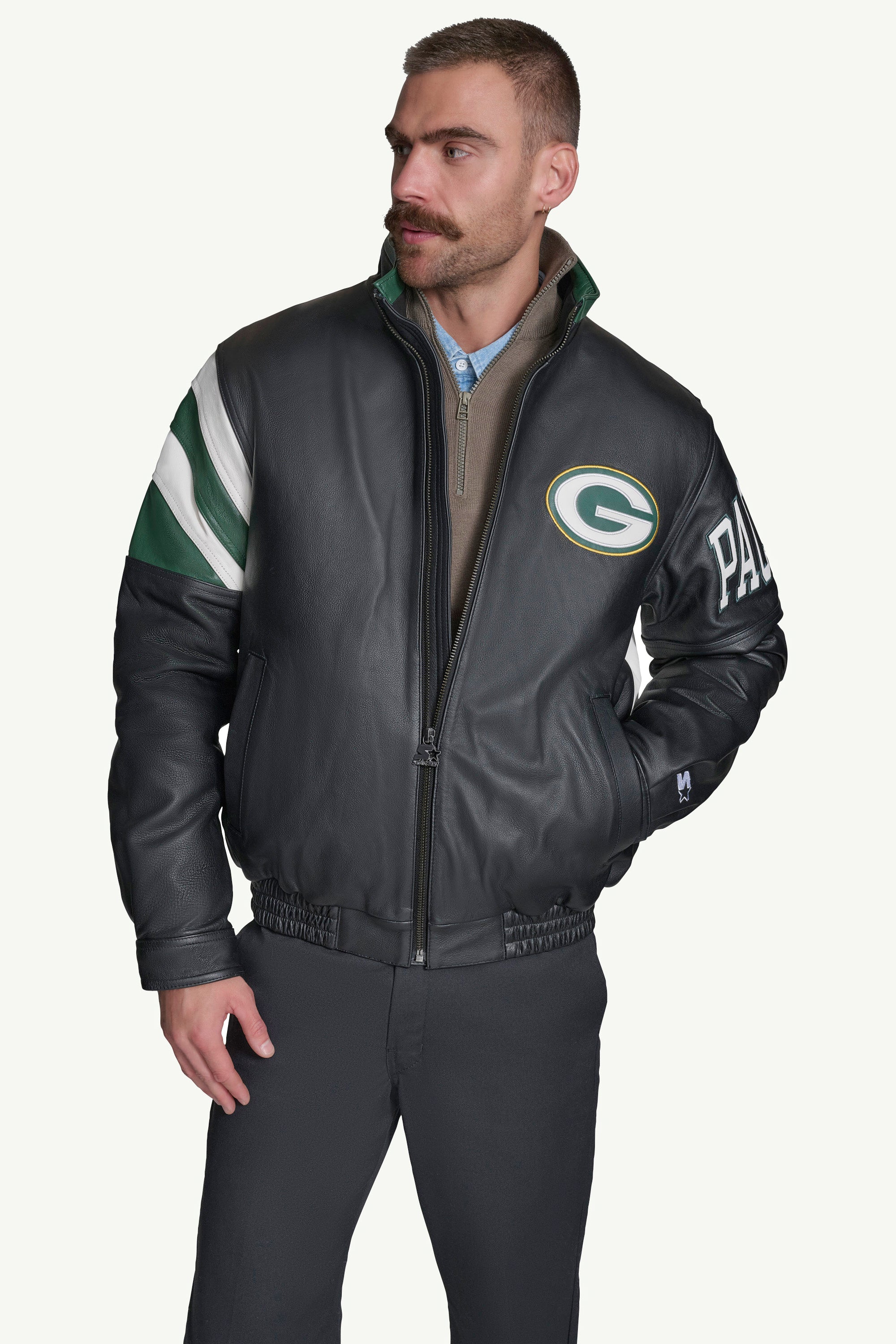 Green Bay Packers Full Zip Leather Jacket | NFL | Starter
