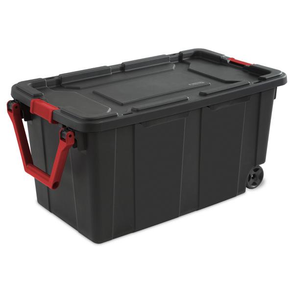 Sterilite 1469 - 40 Gallon Wheeled Industrial Tote Black 14699002