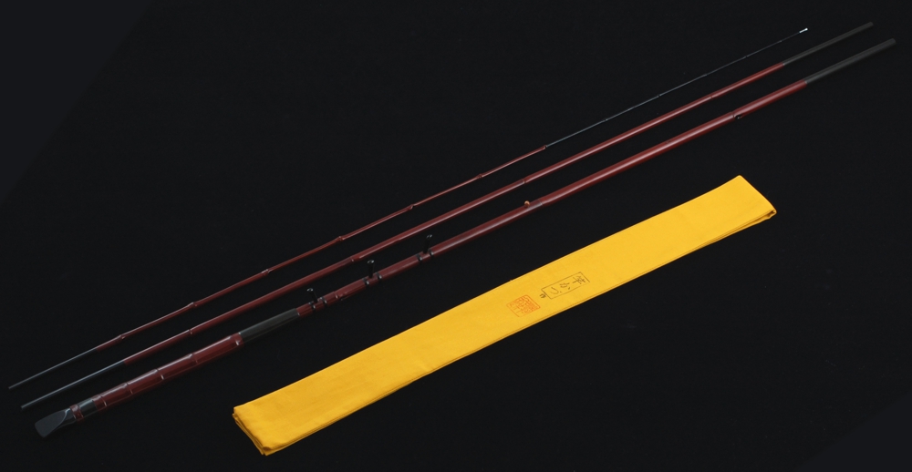 当時物 中通し ハゼ竿 竿正作 竹竿 3本継 釣竿 在銘 当時物 中通し