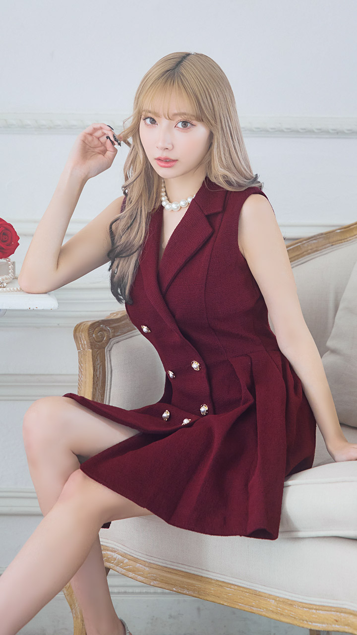 an/アン】襟付き/ ストレッチ/ パールボタン/ ジャケット風