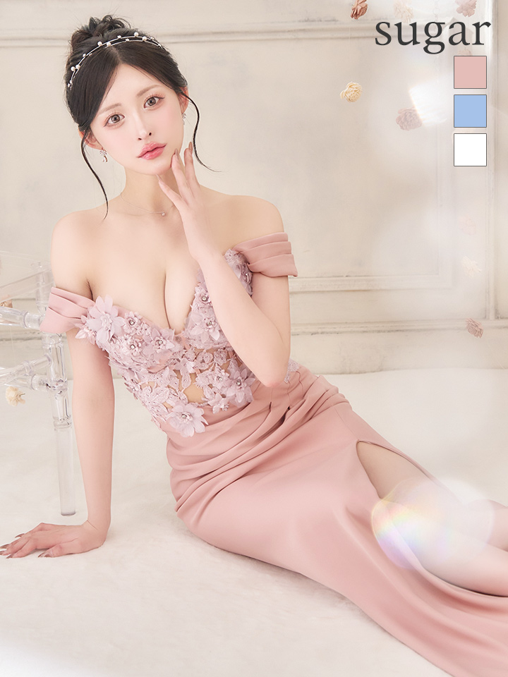 IRMA/イルマ】立体フラワー刺繍/ オフショル/ シアー/ スリット