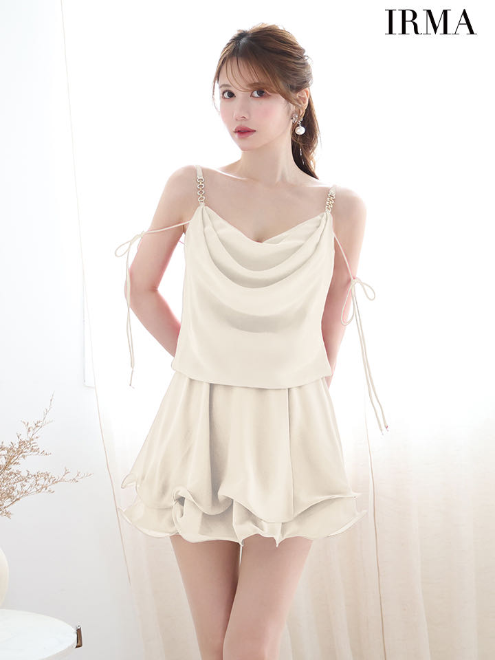 XSサイズあり【IRMA/イルマ】ショルダーリボン/ シフォン/ ドレープ
