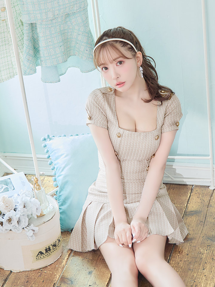 an /アン】ツイード/ ボタン/ ショートスリーブ/ 袖あり/ セットアップ