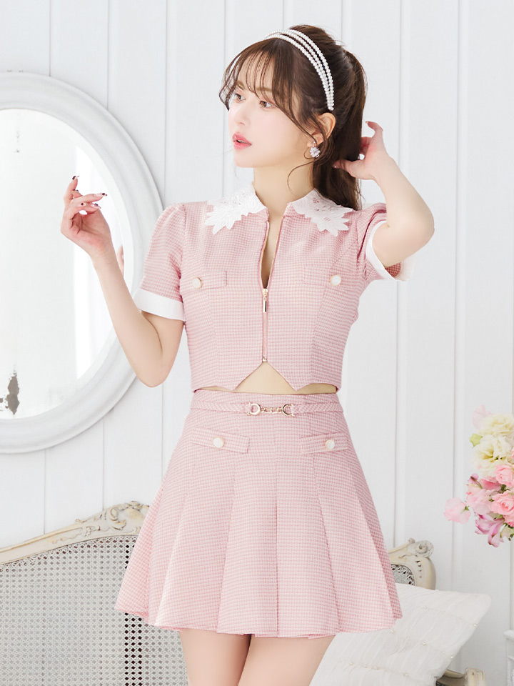 XSサイズあり【an /アン】襟付き/ フロントジップ/ 袖あり