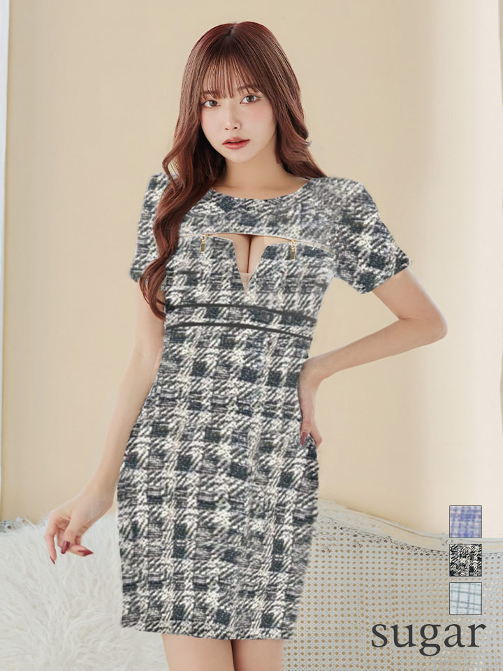 XS-Lサイズあり【Glossy/グロッシー】袖付き/ ツイードニット