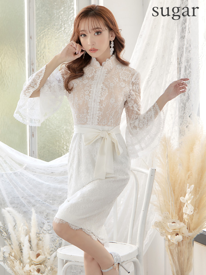 XS-Lサイズあり【SETTAN/セッタン】レース/ ウエストリボン/ 袖あり