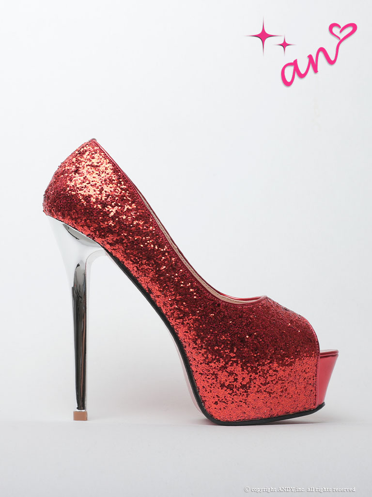 an】5color/ 14.5cmヒール/ グリッター/ ハイヒール/ ピンヒール