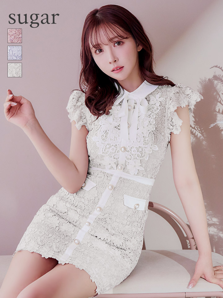 XSサイズあり【ROBE de FLEURS/ローブドフルール】襟付きリボン