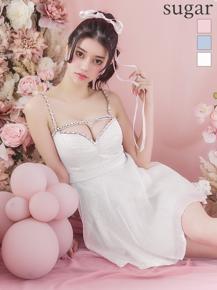 XSサイズあり【ROBE de FLEURS/ローブドフルール】ストーン/ サテン