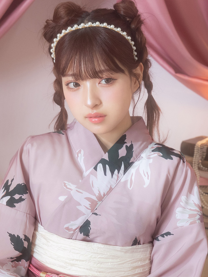 即日発送】【浴衣セール】【浴衣】 くすみピンク地xニュアンスフラワー