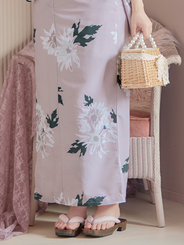 即日発送】【浴衣セール】【浴衣】 くすみピンク地xニュアンスフラワー