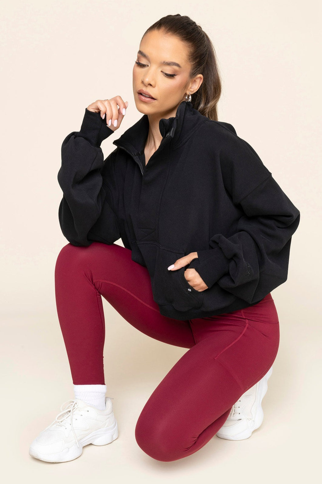 Ooey Gooey Crop Half Zip - Black – POPFLEX®