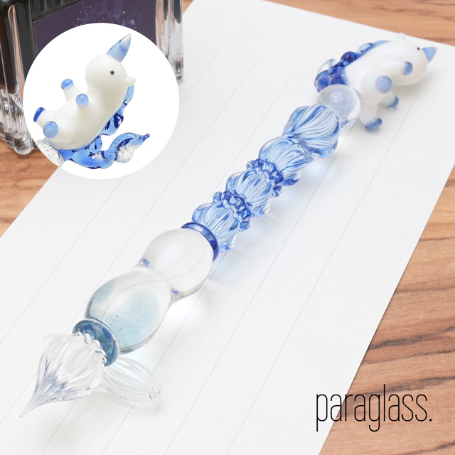 paraglass パラグラス ガラスペン animal glass pen ユニコーン ブルー