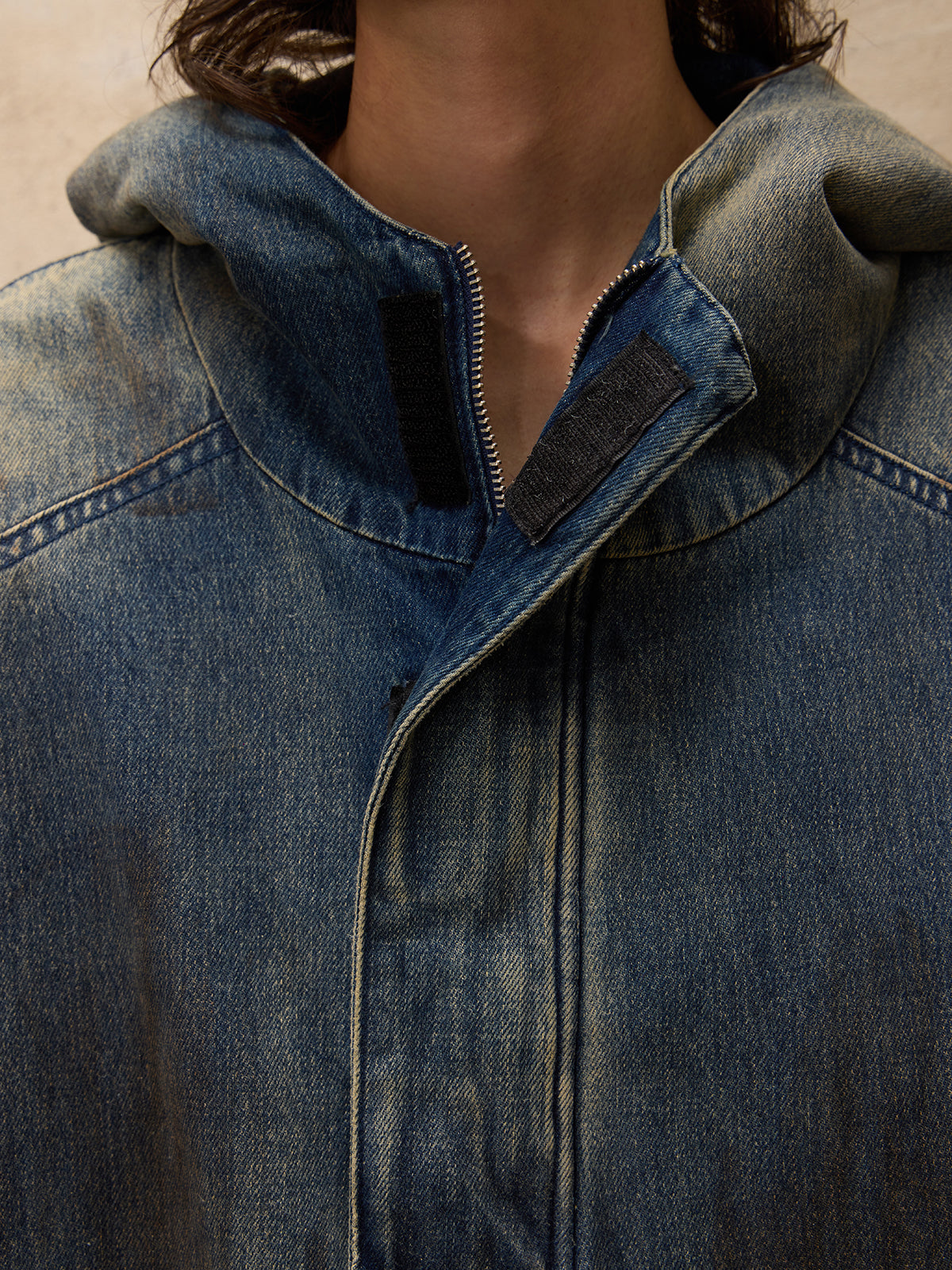 パーソンソウル グラデーション ダーティー デニム フーディ - personsoul