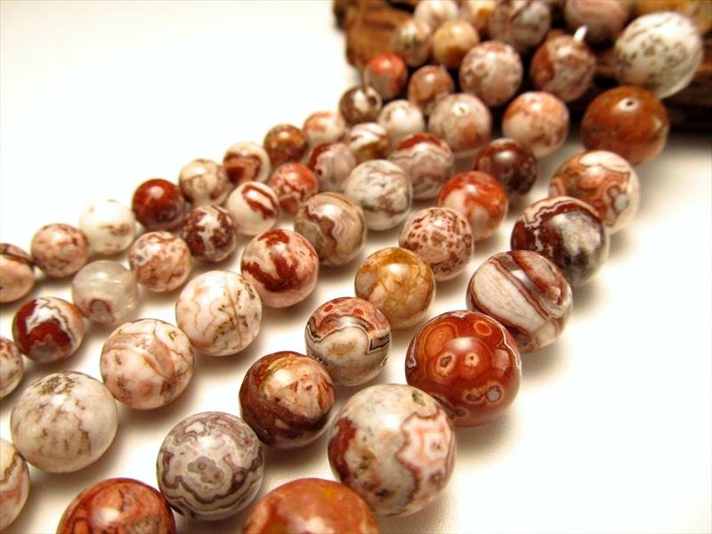 ☆一連☆レッドカラークレイジーアゲート【赤縞瑪瑙】☆【メキシコ産】