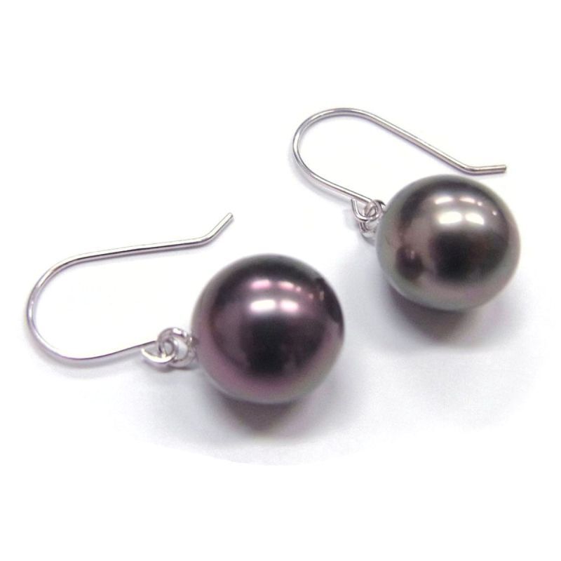 黒蝶真珠 K14WGピアス 8.75-9mm 14金ホワイトゴールド フック型