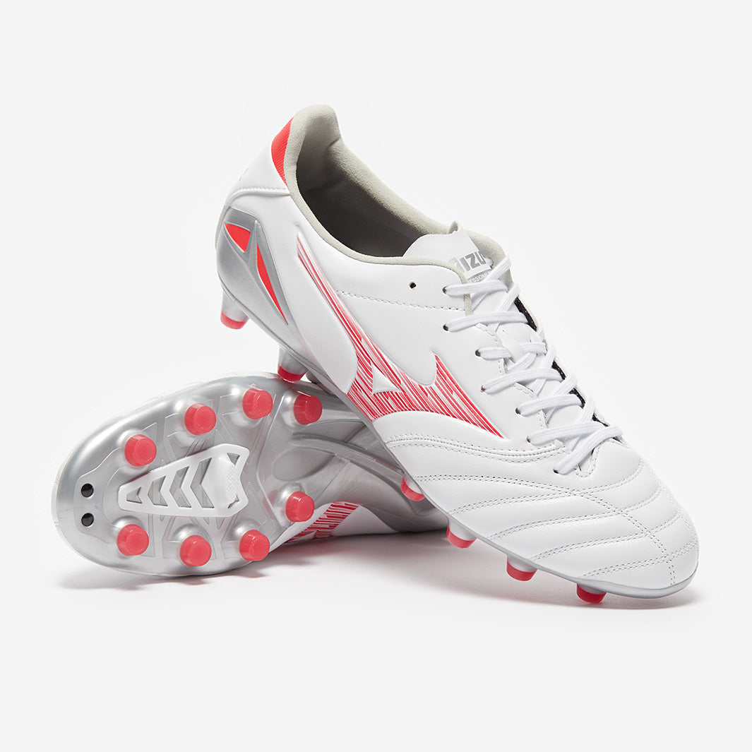 Mizuno Morelia Neo IV Pro Firm Ground - White/Radiant Red/ Hot