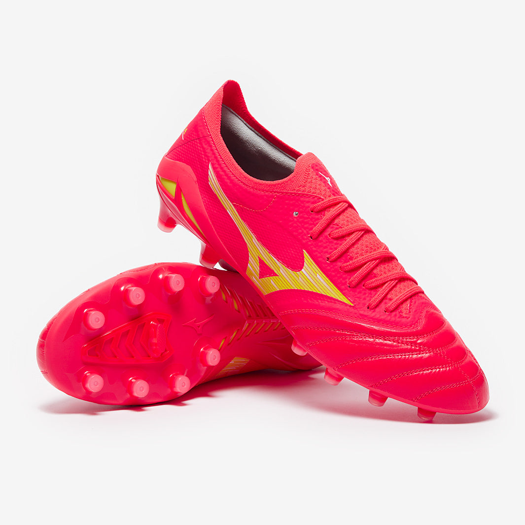Mizuno Morelia Neo IV Beta Elite FG - Fiery Coral/Bolt - Mens Boots