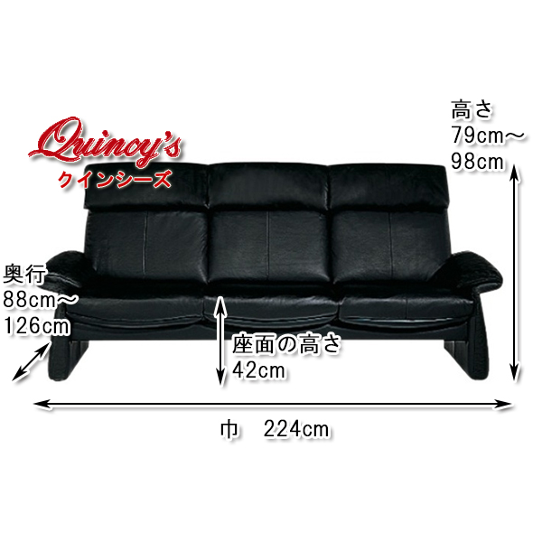 5300】ドイツ製 エルポ社 最高級本革ソファー（3人掛け） - クインシー