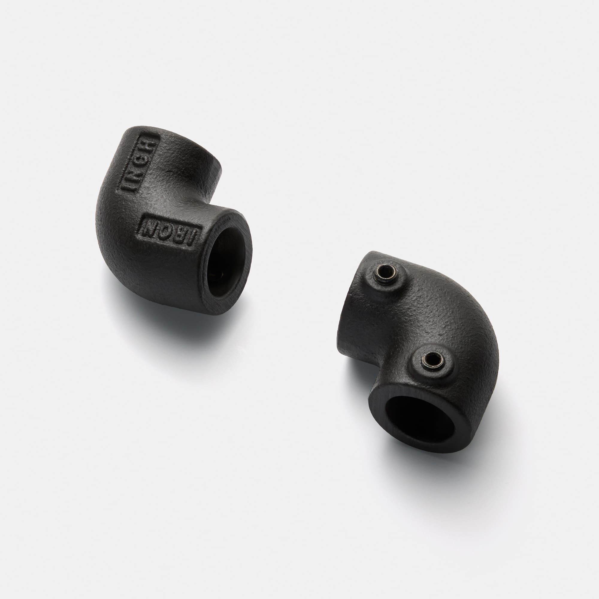 アイアンハンガーパイプ F型-棚下吊セット H100 ブラック | PS-HB008