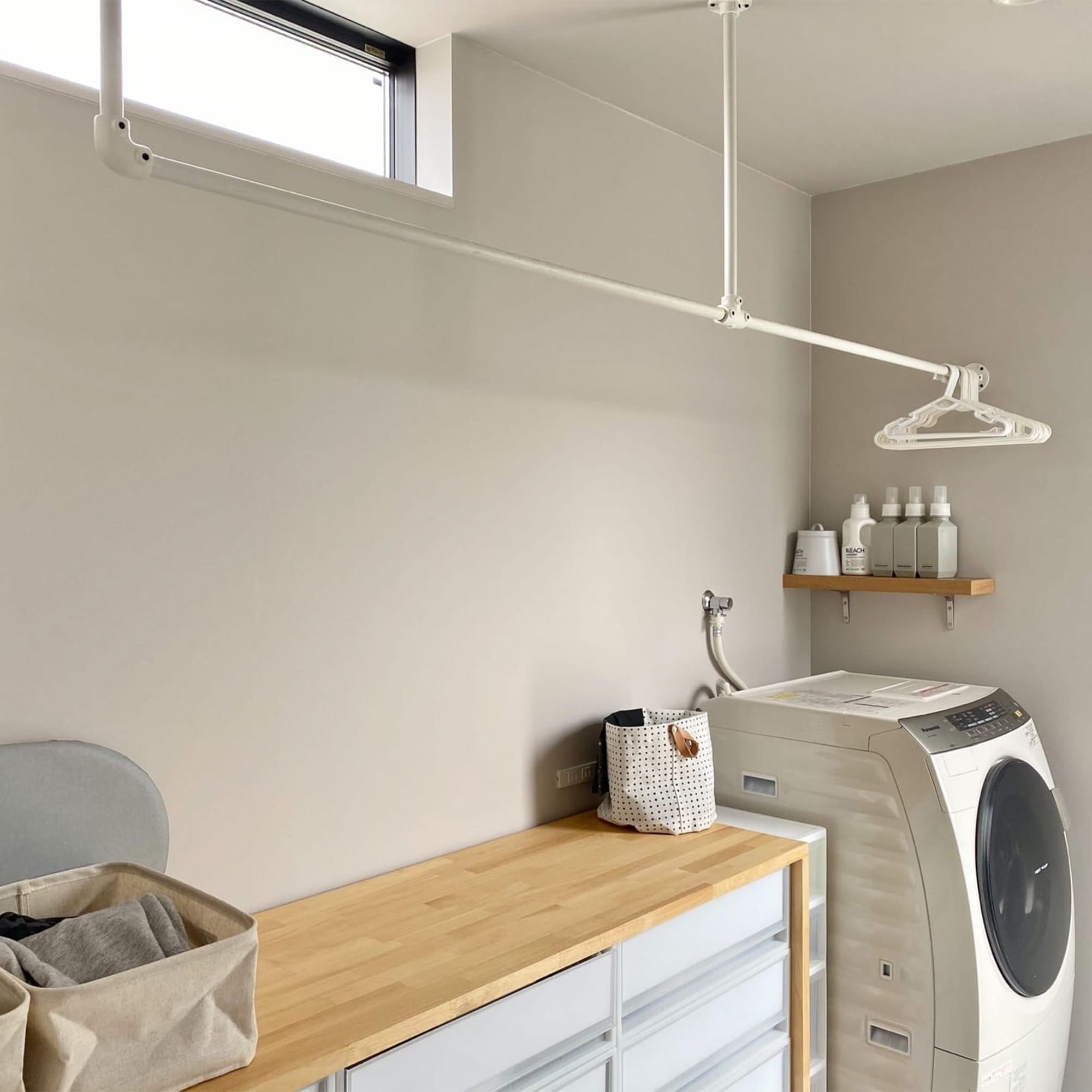 アイアンハンガーパイプ F型-天井吊セット H500 ホワイト | PS-HB008