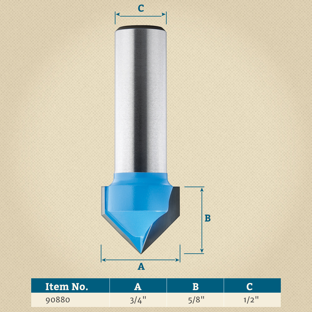 3/4'' V-Groove Router Bit | Rockler Woodworking and Hardware