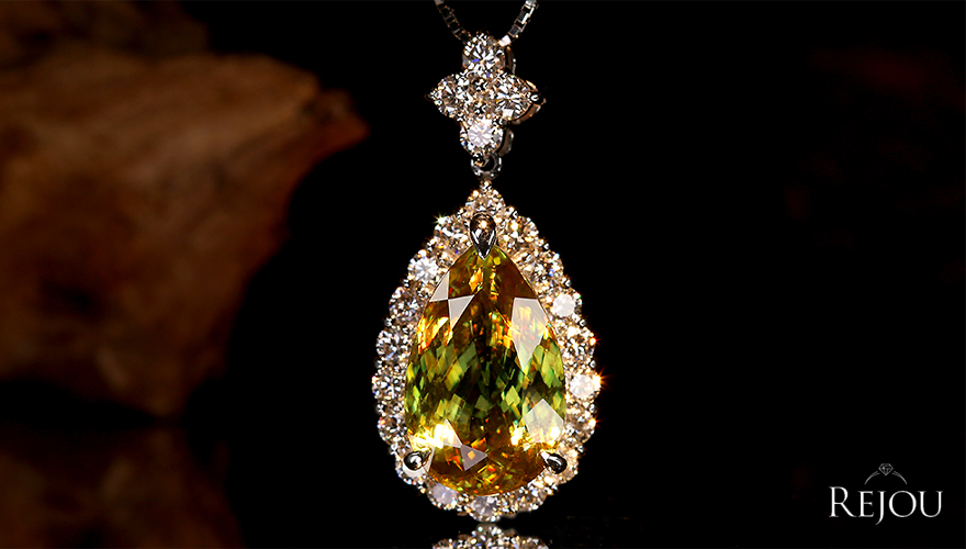 スフェーン 5.1ct ダイヤモンド 0.85ctプラチナ ネックレス【品質